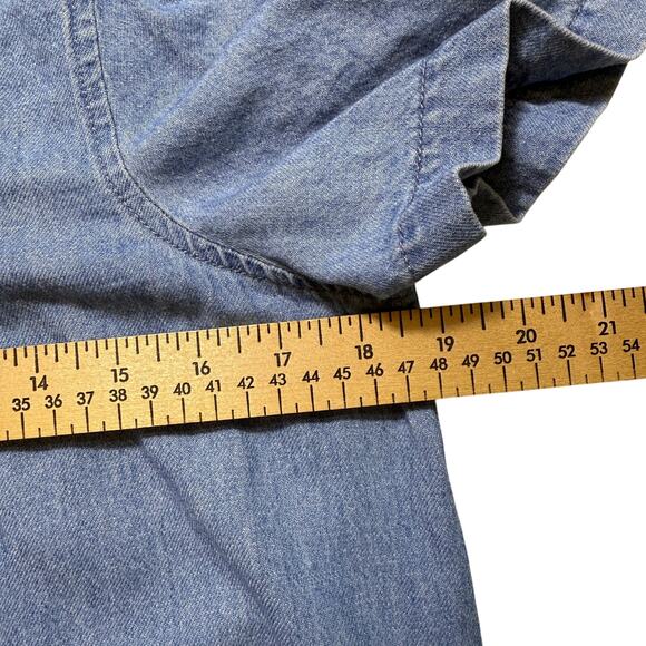 Madewell Blue Denim Popover Swing Dress Newsom Wash Linen Cotton Blend Sz Small - Picture 6 of 10